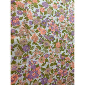 Vintage Floral Fabric 1/2 Yard 42" Wide Cotton Material With Pink Purple Green F